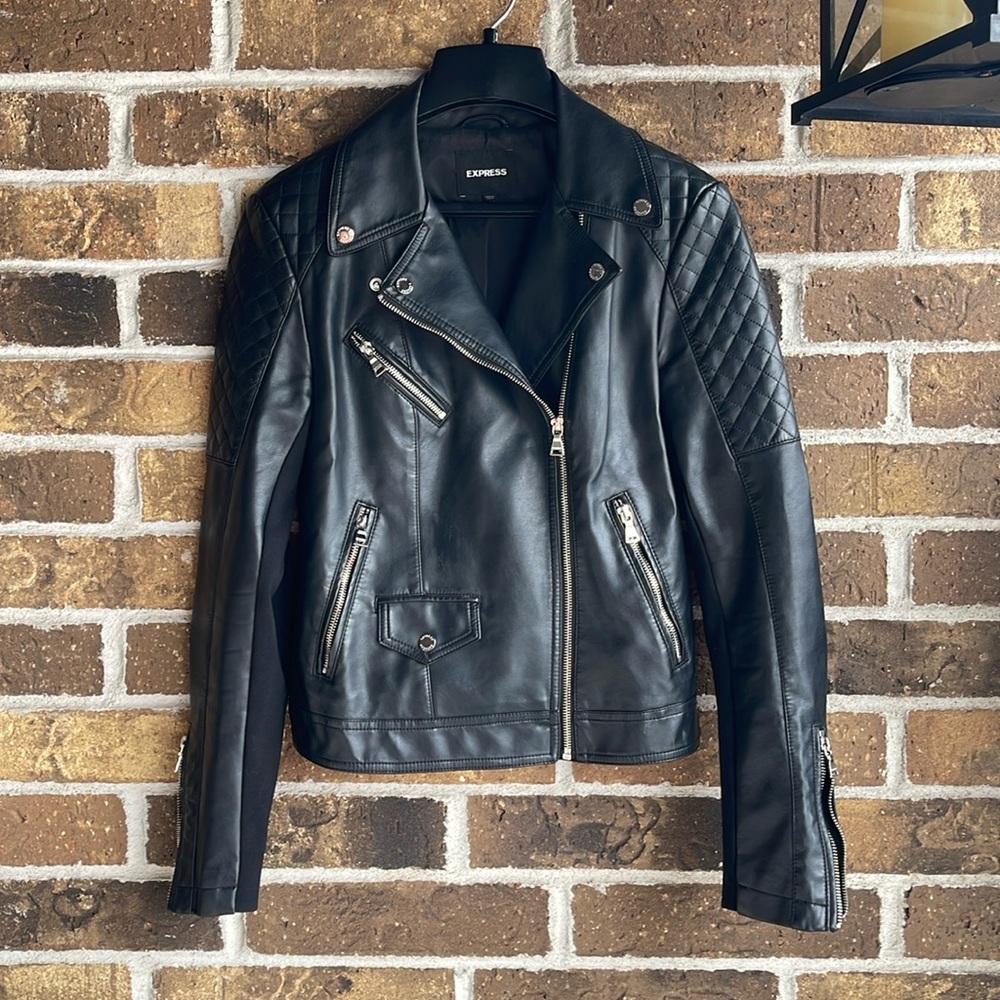 EXPRESS Black Moto Jacket - Picture 2 of 7